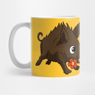 a cute wild boar doodle. kawaii wild pig with a flower. Mug